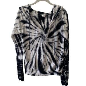 Hard Tail Forever Lightweight Hoodie Tie Dye Black & White Women's XS